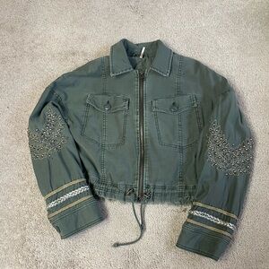 Free People Cropped Military Style Jacket